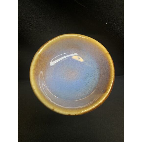 Glazed Brown and Blue Ceramic Oil Warmer with JR, 4" x 3" - Picture 3 of 4